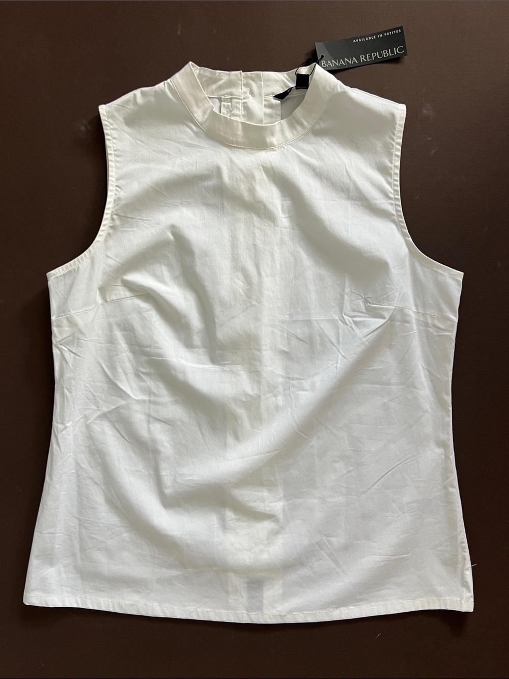 Banana Republic White Mock Neck Sleeveless Top